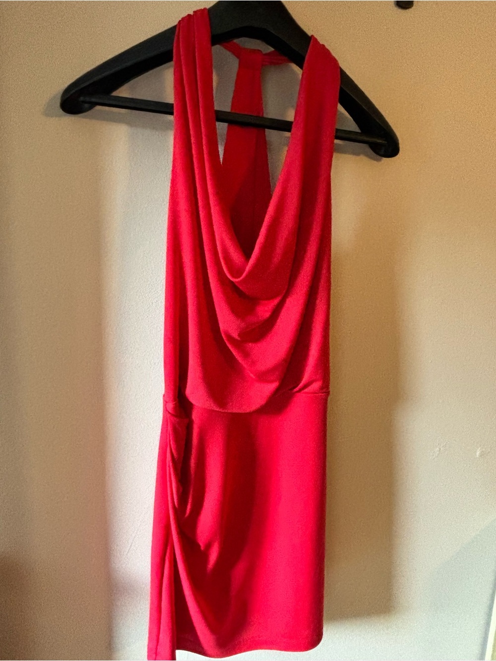 BCBGMaxAzria Red Cowl Neck Halter Mini Dress